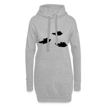 Symbole trois oiseaux dessin animé - Sweat-shirt à capuche long Femme - gris chiné - Devant