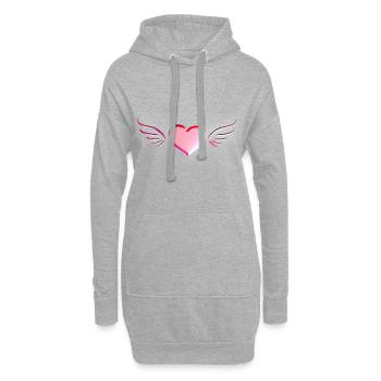 Liebe Rotes Herz Flügel Engel SymbolLiebe Rotes He - Hoodie-Kleid - Grau meliert - Vorne