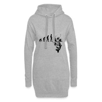 Evolution Angler Angeln Fischen Fish Fishing - Hoodie-Kleid - Grau meliert - Vorne