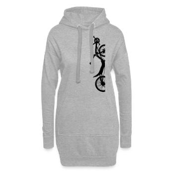 Vélo couché demi portrait vélo couché - Sweat-shirt à capuche long Femme - gris chiné - Devant