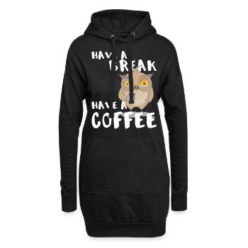 Have a break, Have a coffee - Owl Cup Coffee - Hoodie-Kleid - Schwarz - Vorne