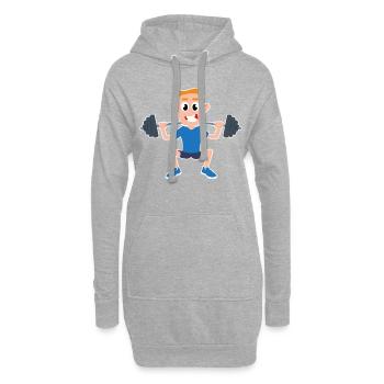 Haltérophile Fitness Boy Gain Comic Idée Cadeau - Sweat-shirt à capuche long Femme - gris chiné - Devant