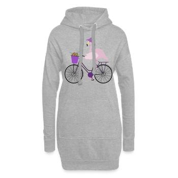 Flamingo riding a bike - Hoodie-Kleid - Grau meliert - Vorne