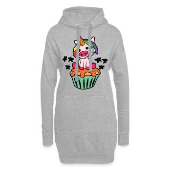 licorne - Sweat-shirt à capuche long Femme - gris chiné - Devant