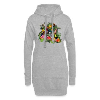 Papagei Graupapagei Tier Sittich - Hoodie-Kleid - Grau meliert - Vorne