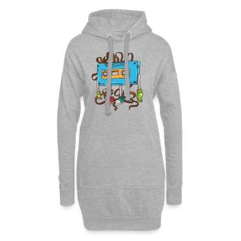 Bandsalat Kassette der 80er - Hoodie-Kleid - Grau meliert - Vorne