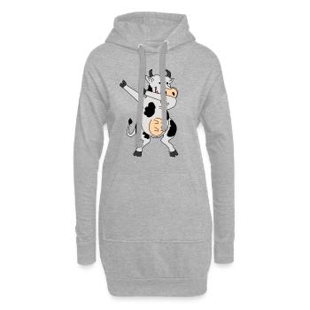 Lustige Kuh als Geschenkidee für Freunde - Hoodie-Kleid - Grau meliert - Vorne