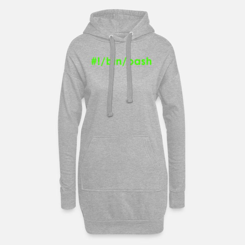Unix Linux Bash - Hoodie-Kleid - Grau meliert