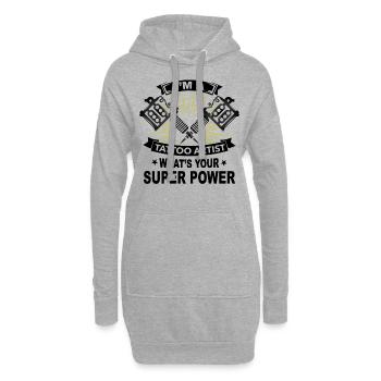 Ich bin Tattoo-Künstler, was ist deine Supermacht - Hoodie-Kleid - Grau meliert - Vorne