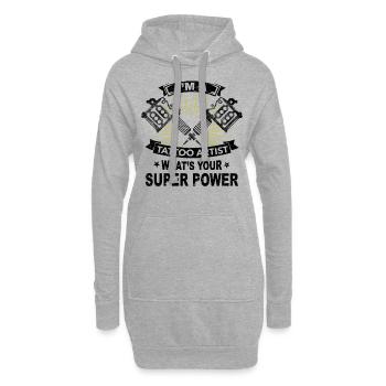 Superpouvoir, tatouage, cadeau, travail, peau, couleur - Sweat-shirt à capuche long Femme - gris chiné - Devant