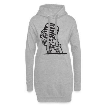microphone - Sweat-shirt à capuche long Femme - gris chiné - Devant