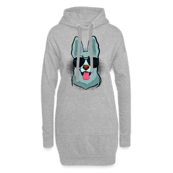 Lunettes de soleil berger allemand vintage style rétro chien - Sweat-shirt à capuche long Femme - gris chiné - Devant