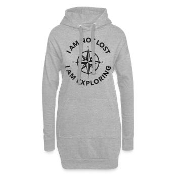 Erkunden, Kompass, Geschenkidee, Wandern - Hoodie-Kleid - Grau meliert - Vorne