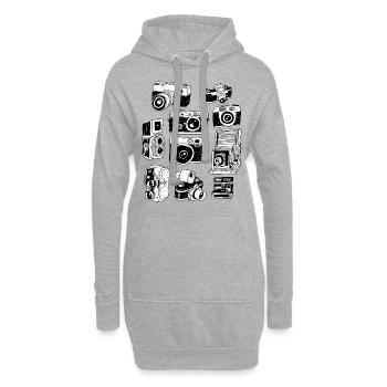 Antike Vintage Kameras - Hoodie-Kleid - Grau meliert - Vorne
