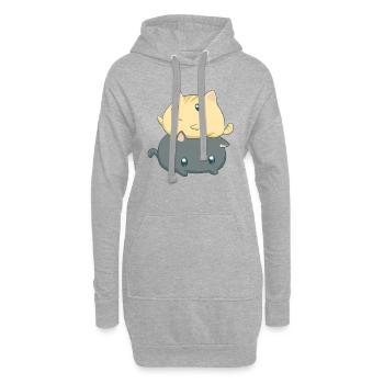 Chaton Chaton Chaton Chat - Sweat-shirt à capuche long Femme - gris chiné - Devant