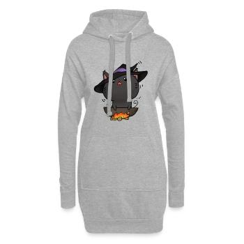 Hexe Katze Kawaii - Hoodie-Kleid - Grau meliert - Vorne