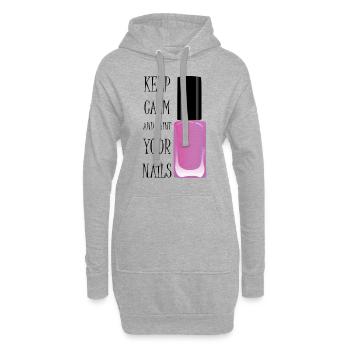 Bleib locker und lakier deine Nägel - Hoodie-Kleid - Grau meliert - Vorne