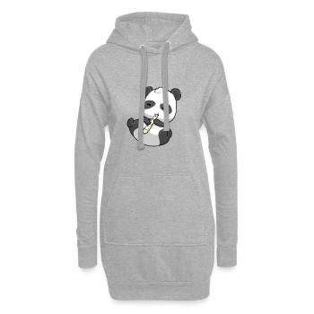 Panda Flöte - Hoodie-Kleid - Grau meliert - Vorne