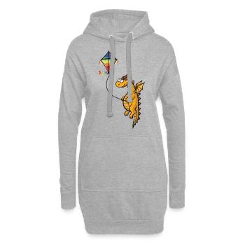 Drache - Hoodie-Kleid - Grau meliert - Vorne