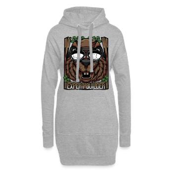 castor - Sweat-shirt à capuche long Femme - gris chiné - Devant