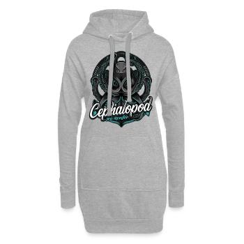 poulpe - Sweat-shirt à capuche long Femme - gris chiné - Devant