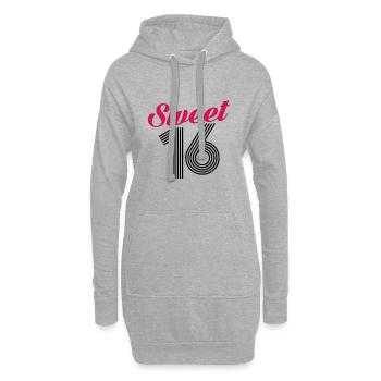 Anniversaire 16 ans SWEET 16 - Sweat-shirt à capuche long Femme - gris chiné - Devant