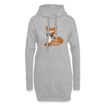 Forscher Doc Eichhörnchen Lupe Eichel Süß Geschenk - Hoodie-Kleid - Grau meliert - Vorne