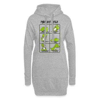 TRex Yoga für Frauen & Männer | Namaste Om Dinosaurier-Licht - Hoodie-Kleid - Grau meliert - Vorne
