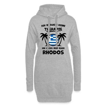 Ich muss nur nach Rhodos - Hoodie-Kleid - Grau meliert - Vorne