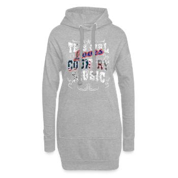 Du bist ein Mädchen und du liebst Country-Musik - Hoodie-Kleid - Grau meliert - Vorne
