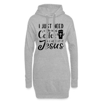 Jesus and Coffee Caffeine Christ believe barista - Hoodie-Kleid - Grau meliert - Vorne