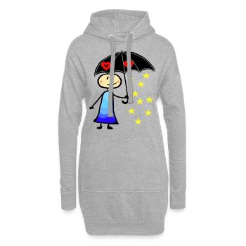 Pluie, danse sous la pluie, parapluie - Sweat-shirt à capuche long Femme - gris chiné - Devant