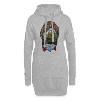 Barbe Hipster Montagne Montagne Cadeau - Sweat-shirt à capuche long Femme - gris chiné - Devant