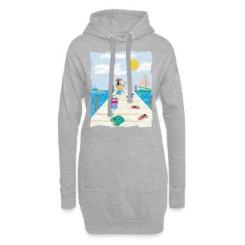 Femme, plage, cadeau plage, yacht, plage - Sweat-shirt à capuche long Femme - gris chiné - Devant