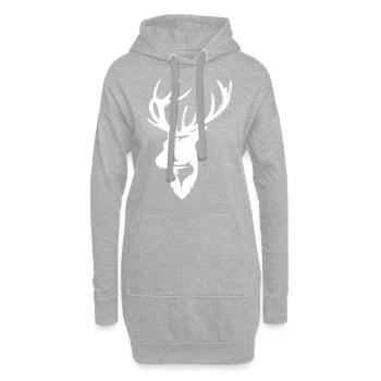 HIRSCH | Geweih Hirschkopf - Hoodie-Kleid - Grau meliert - Vorne