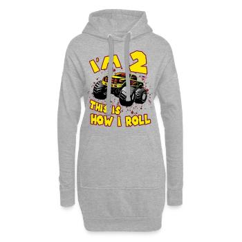 Monster truck 2 ans cadeau enfants maman papa - Sweat-shirt à capuche long Femme - gris chiné - Devant