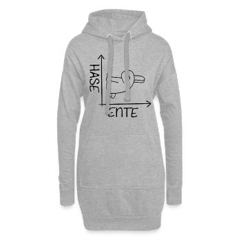 Hase oder doch Ente? Das Leben hat oft zwei Seiten - Hoodie-Kleid - Grau meliert - Vorne