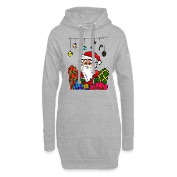 Chemise cadeau Père Noël Nicolas - Sweat-shirt à capuche long Femme - gris chiné - Devant