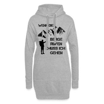 Wenn die Berge rufen muss ich gehen - Hoodie-Kleid - Grau meliert - Vorne