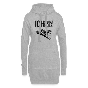 Ich und mein Holz Holzscheit Holzwurm Geschenk - Hoodie-Kleid - Grau meliert - Vorne