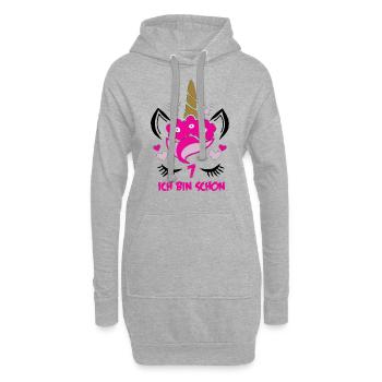 Einhorn - Ich bin schon 7 - Geburtstag 7 Jahre - Hoodie-Kleid - Grau meliert - Vorne