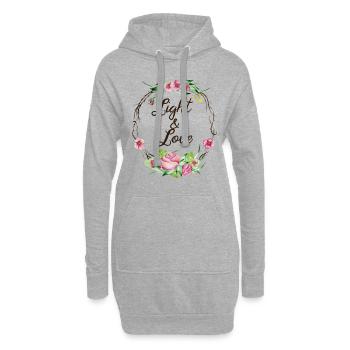 Aimer "la lumière et l'amour" design - Sweat-shirt à capuche long Femme - gris chiné - Devant