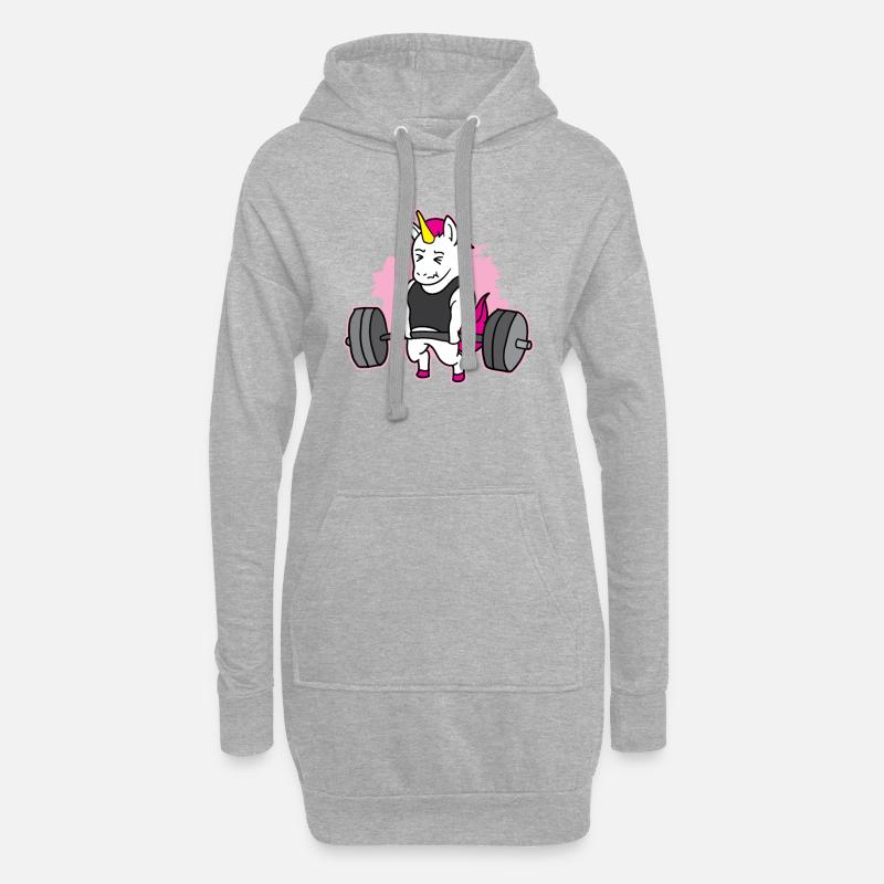 Starkes Einhorn - Hoodie-Kleid - Grau meliert