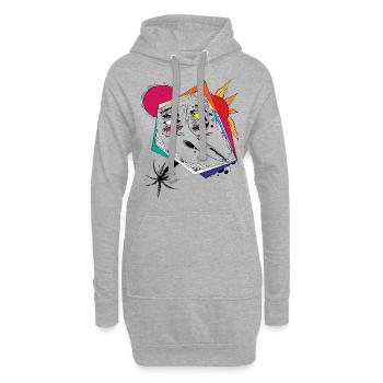 chemise de cadeau de visage d'art abstrait - Sweat-shirt à capuche long Femme - gris chiné - Devant