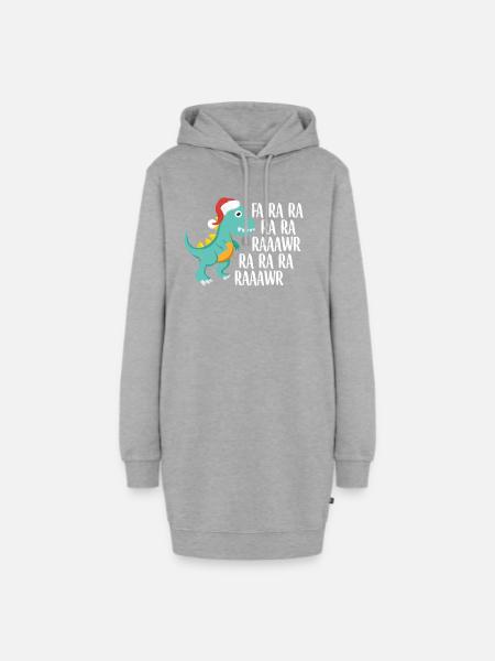 Dinosaurier Weihnachten - Hoodie-Kleid - Grau meliert