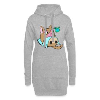 idée de cadeau chien intérieur de porc pour de nouvelles intentions - Sweat-shirt à capuche long Femme - gris chiné - Devant