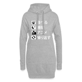 Mangez le sommeil Anime Répétez le cadeau de script japonais - Sweat-shirt à capuche long Femme - gris chiné - Devant