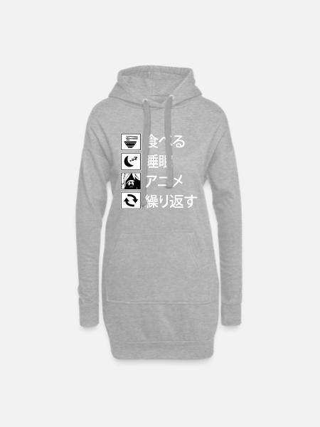 Eat Sleep Anime Repeat Japanese script gift - Hoodie Dress - heather grey