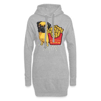 Pommes Frites Fritten Mops Boxer - Sweat-shirt à capuche long Femme - gris chiné - Devant