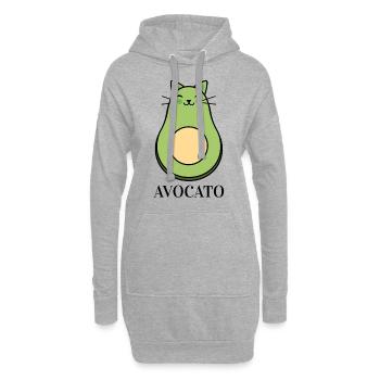 Avocato - Avocado chat - Sweat-shirt à capuche long Femme - gris chiné - Devant